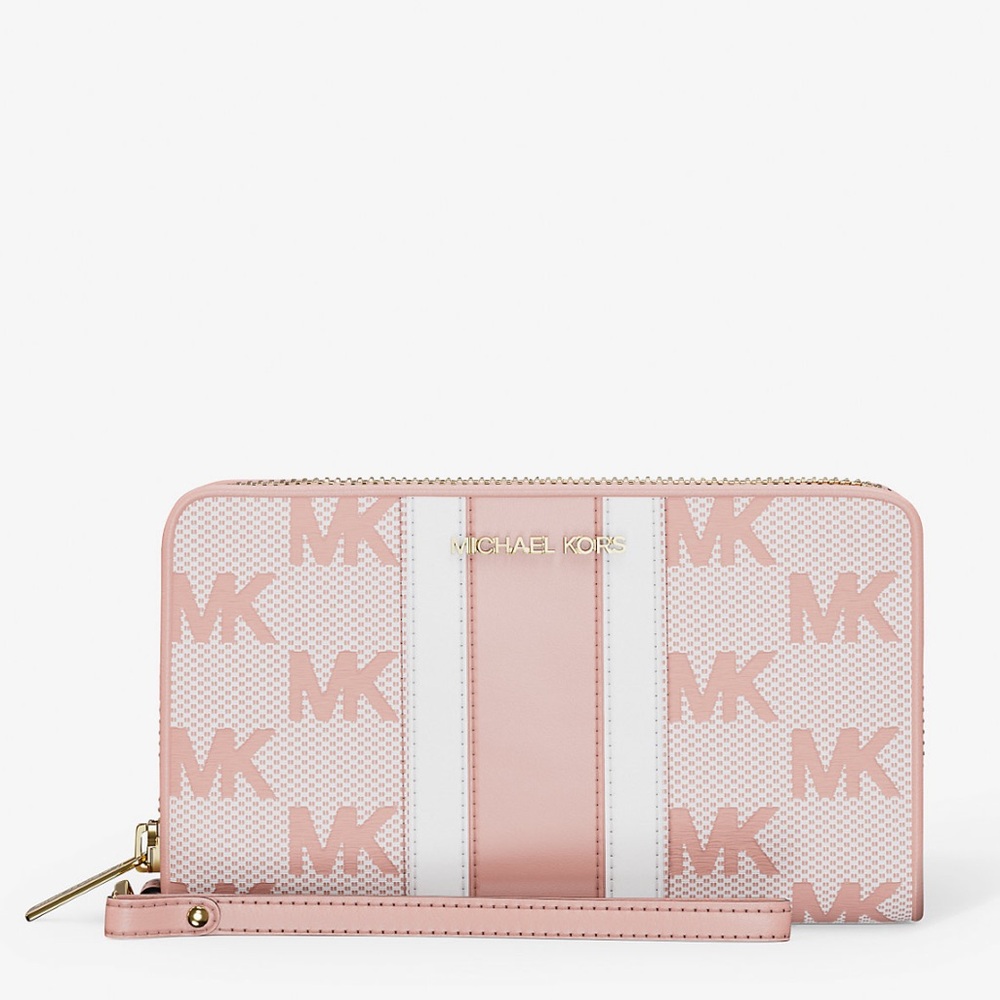 Michael Kors Blush and White Logo Wallet